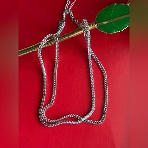 Michael Kors Necklace,Michael Kors Silver and Crystal Necklace